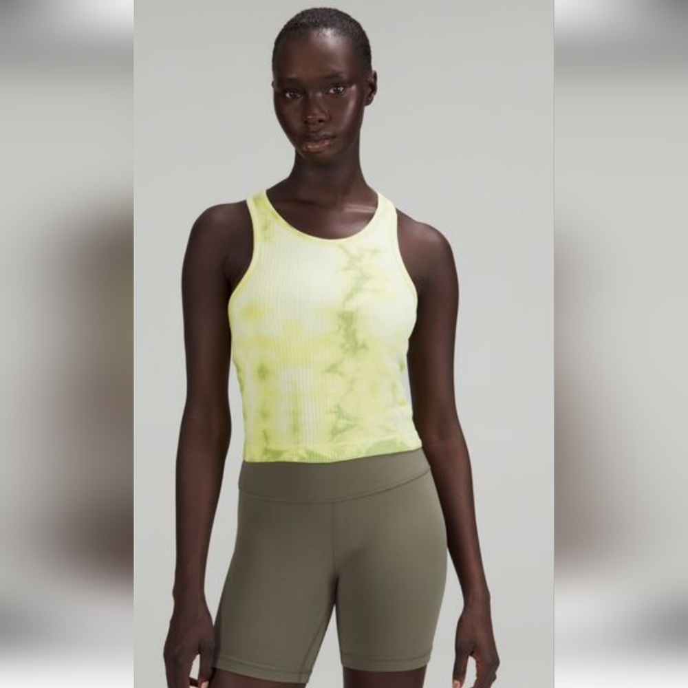 lululemon athletica Lime Green Tie-Dye Ribbed Racerback Tank